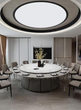 新中式椅酒店厅餐桌电动大圆/桌1215/30人包MKXR-009厢餐实木桌组