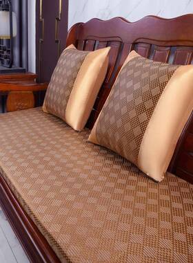 夏天实木沙发冰凉坐43+0IEKn藤垫高密席度海绵垫防滑夏季藤席红木