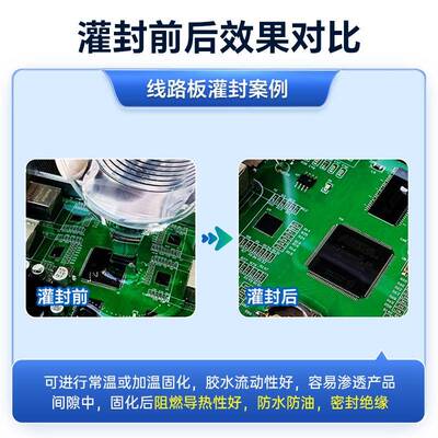 灌封A密B胶PVO胶有机硅导耐高温绝缘电子线路板传感器高热压包封