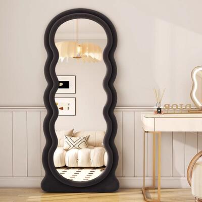 网红衣卧镜家用室女生WAZ轻奢落地试衣镜子大波浪i形ns风异全身穿