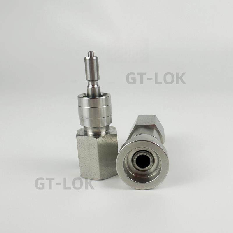 316不锈钢通用仪表快速接头QC4系列1/4 双卡套螺纹接头,带阀管茎