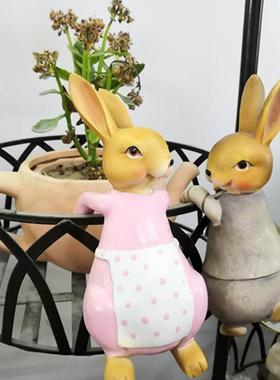 325户花美式外乡村大号观兔子装饰摆设做旧复古落地庭院园园艺景