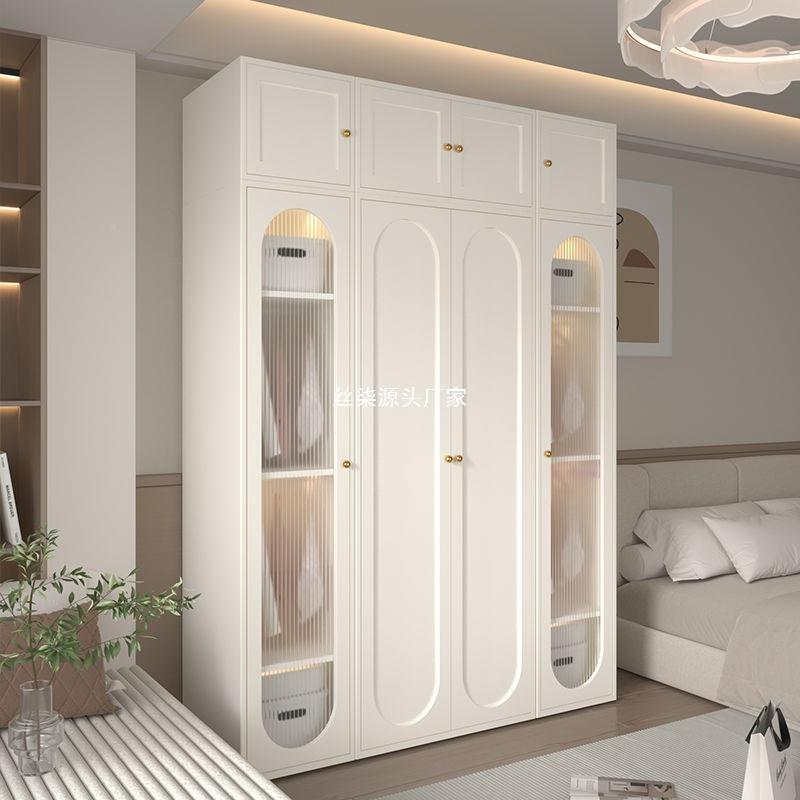 款法式奶新风约简衣XBB柜铁艺轻奢现油代衣橱收纳柜卧室小户型无
