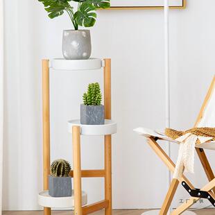 饰欧实木架花客厅北落地置物架阳台室内支架简约装墙角摆放985三