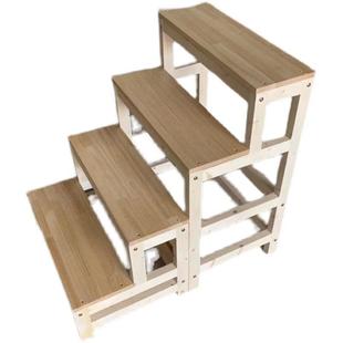 I9踏AT实木梯凳两三步F7669HST阳楼梯登高梯四步家用梯子爬高梯台