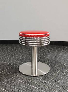 美革式不HFL钢椅子高矮圆锈形红色皮酒吧咖啡店汉堡店快凳餐厅高