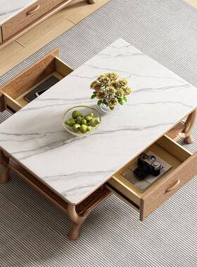 北欧实用几木茶电视组柜VHZ合小户型客厅家岩板小茶几现代简约大