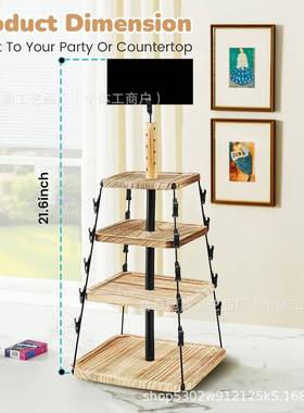 可旋式木转质桌零食糕架面薯片糖果收纳xd-0938架带黑板多层点心