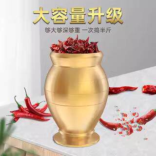 实研铜捣药罐中药钵压心蒜盅器黄铜药药臼药ffffrfgt杵子研磨器拍