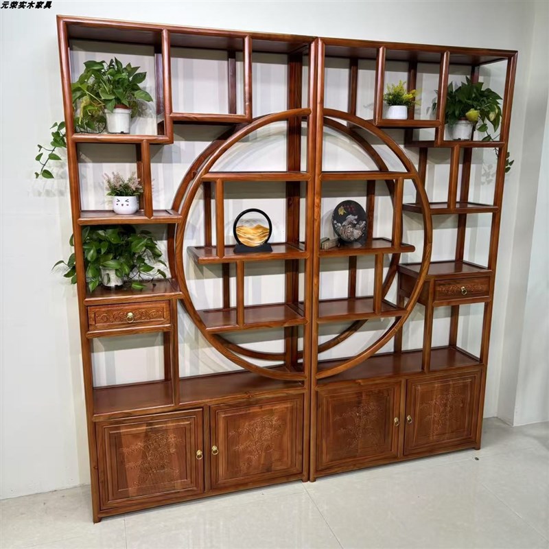 博古架非实木中式茶叶架茶室y茶具摆件展示柜客厅多宝阁隔断置物