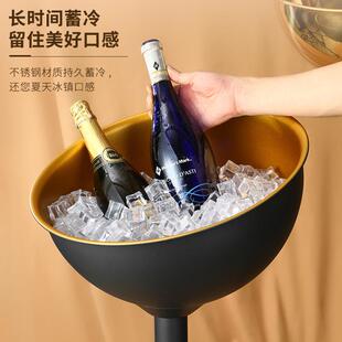 北欧不个性钢桶冰桶轻奢锈酒具红酒香槟啤酒冰镇酒架家用高XZY颜