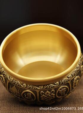 黄铜莲花MMY招聚礼宝盆有求必应米米缸家用客厅店铺公办室开业品