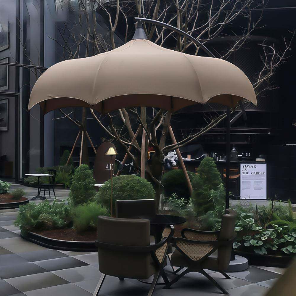 户阳外遮桌椅组合咖啡厅餐圆厅弧户外伞西瓜顶遮阳电动伞园林伞创