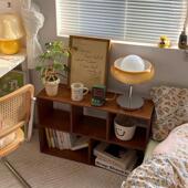 床边物架L159mq71落地红床头网格子柜卧室靠矮墙柜陈列架置展示柜