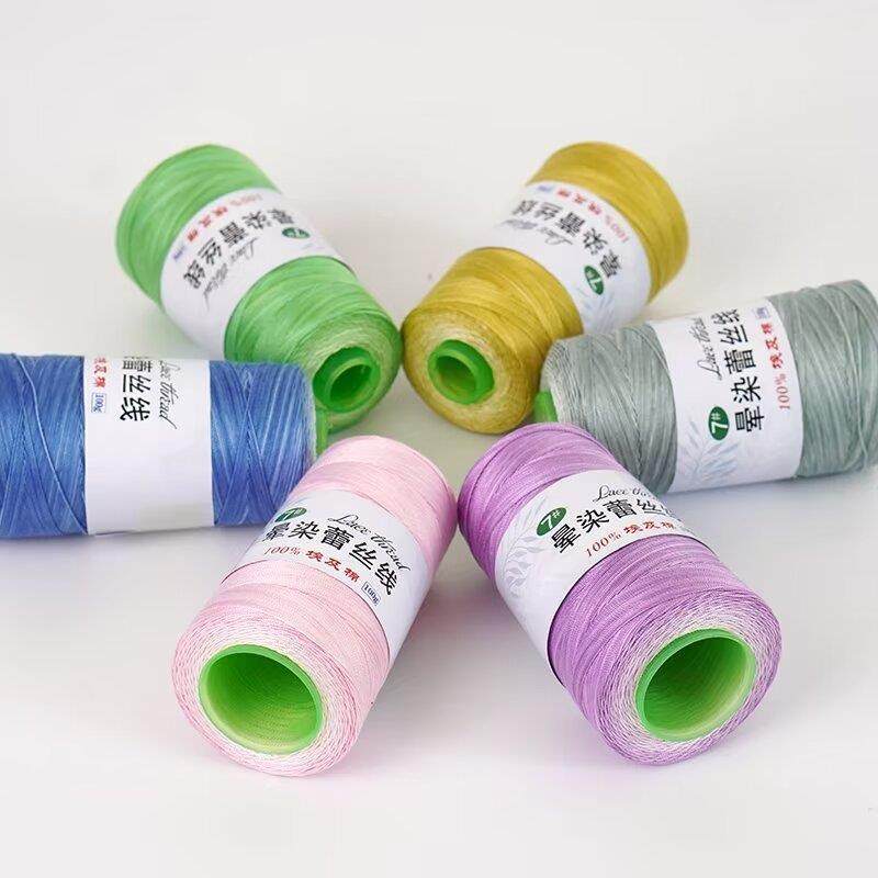 WEL7号晕蕾丝线染超长段染肩纯色埃蕾及棉线手工编织披细线勾花丝