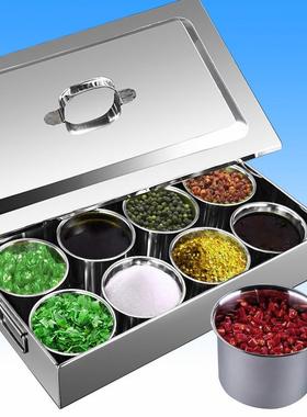 商大号用酒调料盒不料锈钢带盖调味盒店厨房大容量一体多ELY格配