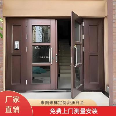 金属锌合金别墅大门入户门钢化玻璃门楼宇单元小区门对讲不锈钢户