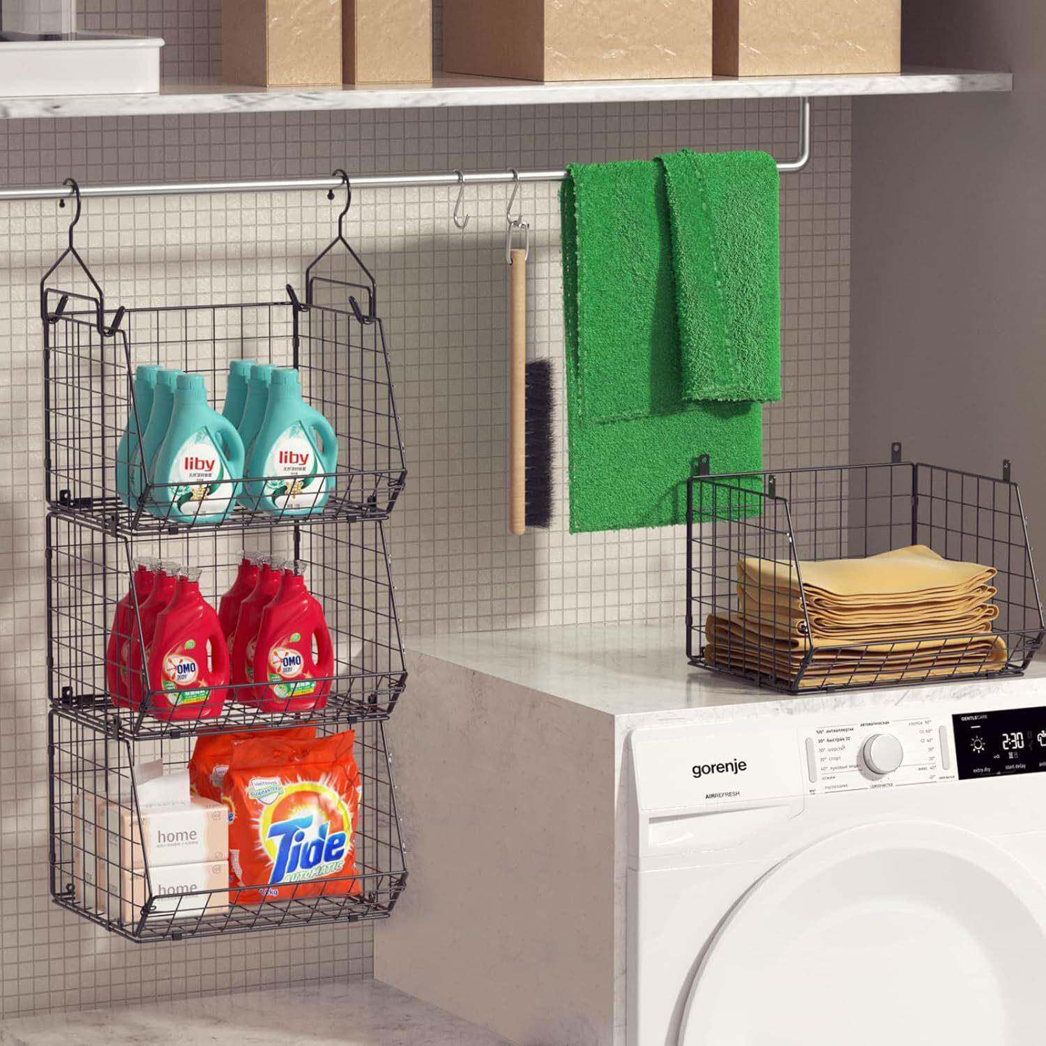 壁挂厨房置物架多层可折叠落地水果蔬菜收纳家用多功能衣柜挂篮