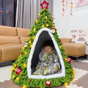 粗线圣诞树毛洞自制材料包装 诞饰品迷你小摆圣件diy440编织手工小