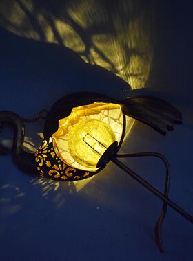 欧式阳能饰火烈鸟88335铁艺风铃草坪太景观灯户外花园装光防水投