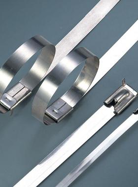 供304不应锈钢扎带喷4.6*200塑不锈钢带39395自锁扎式不锈钢扎带