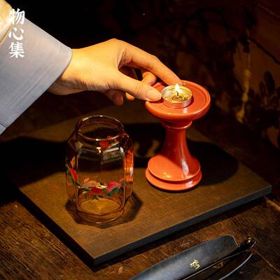 物202578围心高集新中式故宫红烛台茶道配件茶室氛香薰蜡蜡烛感颜