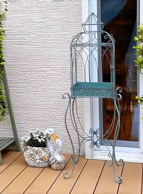 阳台地花架鸟笼铁艺多肉架室厅内54044落户外客花架子置花物架一