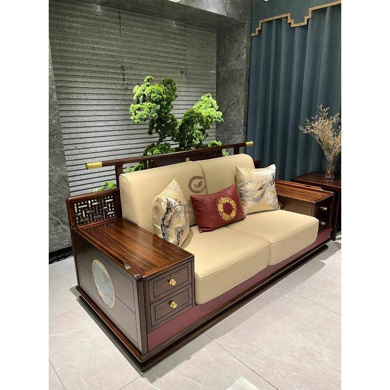 国潮新中式沙发组合金木三厅SF-A15位人沙乌发客现代自建房皮艺家