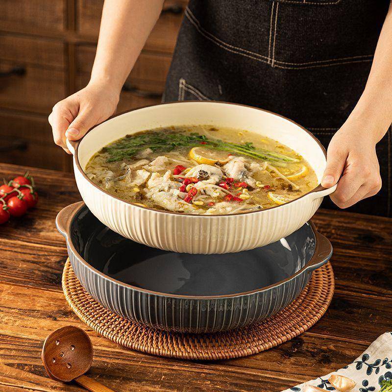 酸鱼双2025跨境耳大菜盆碗大号1鸡2寸家用日式高颜值钵钵耐大容量