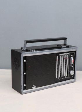 复古磁录录音机56音机模型摆件铁艺酒吧摆影院装饰设道带具饰家居