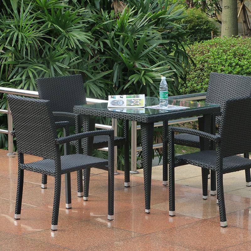 组室家台用休闲藤椅户外金属阳小桌椅藤编餐桌合椅BSY-73外庭院露