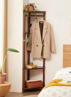 拐衣帽架UFG木落地挂衣架榉简角约卧木室门口立式转实角小户型置