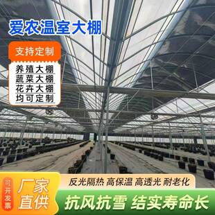 温室大棚架开蝴蝶窗连栋镀锌大QIH椭圆管大棚骨棚全套育苗花卉种