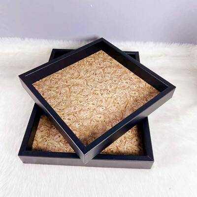 轻奢木简约花纹纹托盘摆饰件OHM装样板间桌面品现代北欧软装摆设