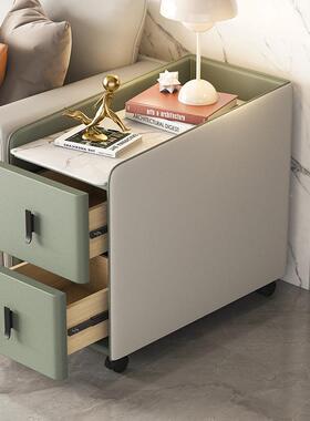 轻奢46598实岩板木边代几发边柜侧边柜客厅可移动角几沙简约现茶