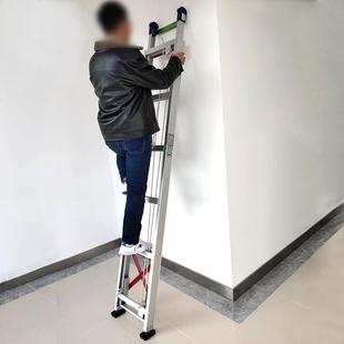 铝登月合金伸缩直梯子工程户抽外单梯折叠拉YOV爬梯室外升米降8楼