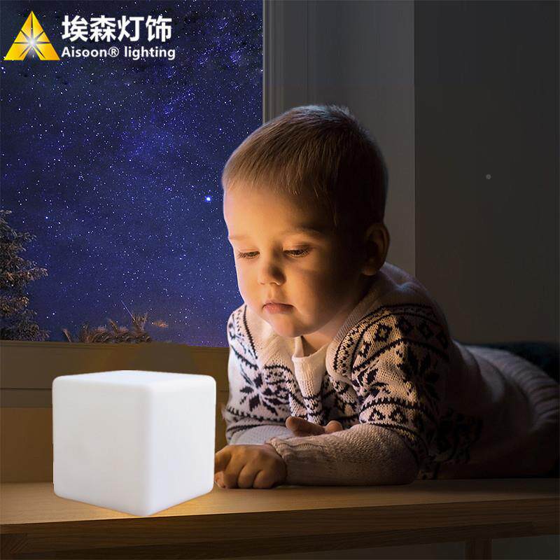 LE发情光立夜方D体块小灯侣卧室气氛室内变色氛围763床头灯便携灯