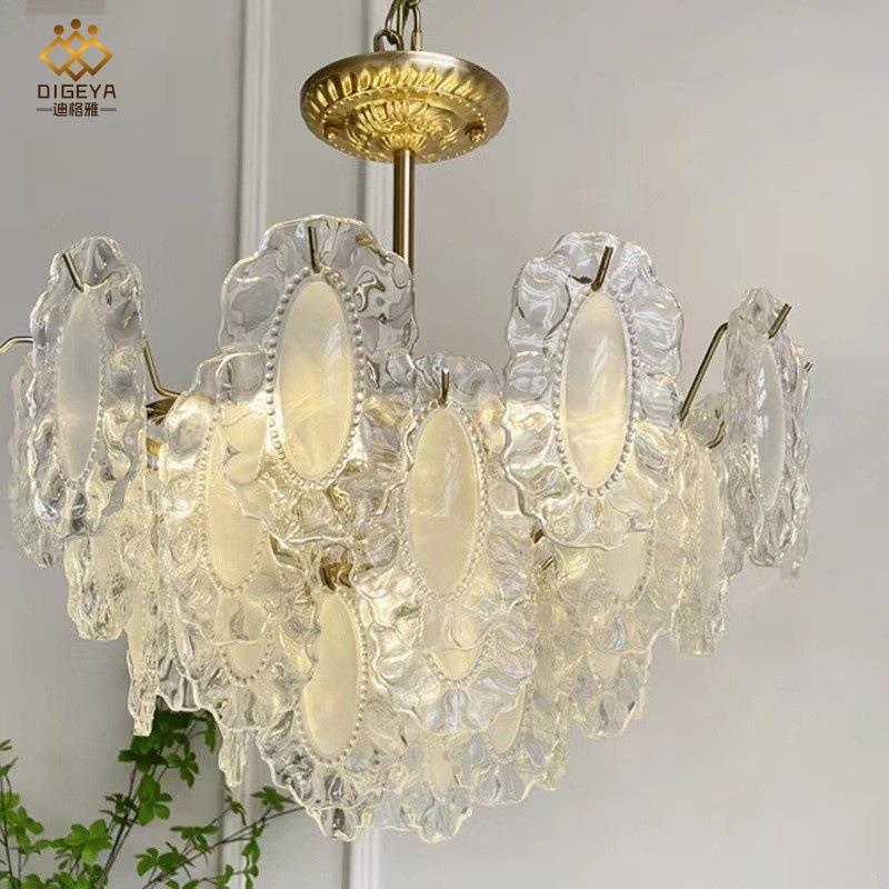 奢复古水晶吊灯珍珠玻璃家灯灯用轻客厅餐厅现代简约卧室吸顶灯具