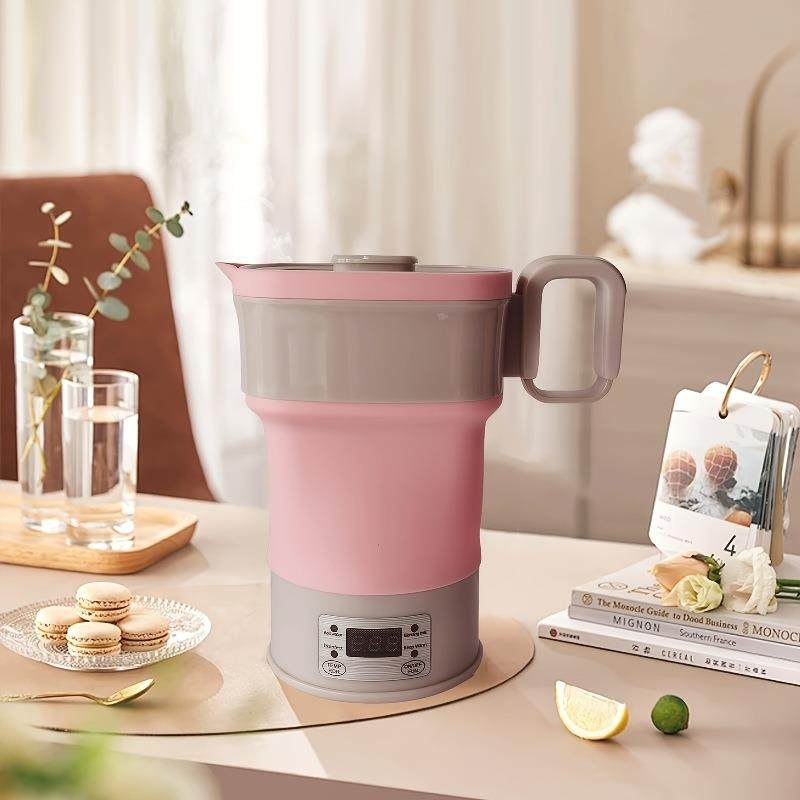 117010V220V旅行折硅胶水壶触胶摸水保叠温壶水壶硅电热水壶便携