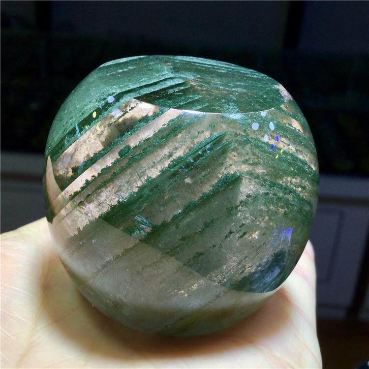 东海水晶天然巴西老矿千层山绿幽桶珠鼓珠镇纸车摆手把件