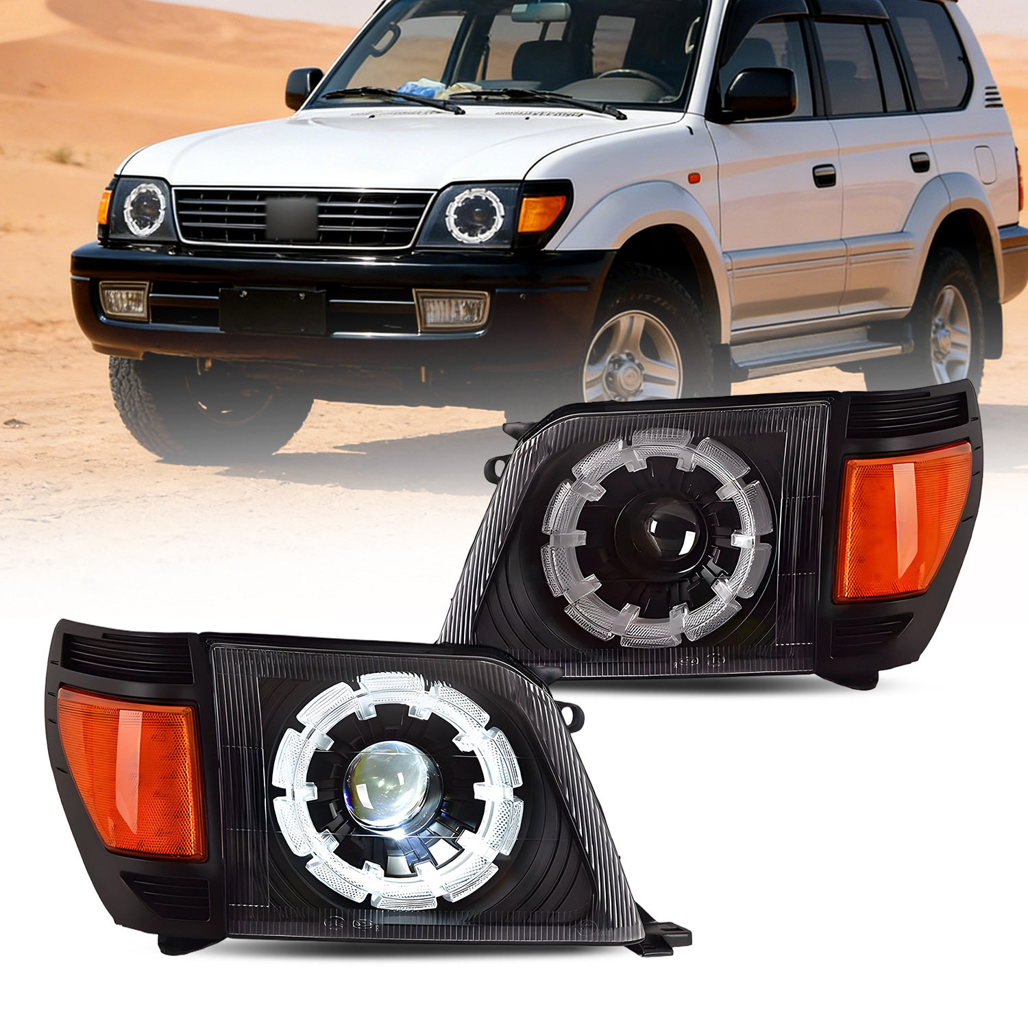 HCMOTIONZ适用于1996-2002年款丰田霸道LC95大灯总成启动迎宾