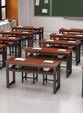 会辅议班习室条形桌成人培训导补班课桌学生桌长方STR形课桌椅培