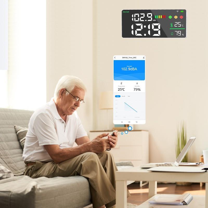 大屏显示挂式声壁级计噪音检测仪分贝计DM165A-W噪音测厂量仪家英