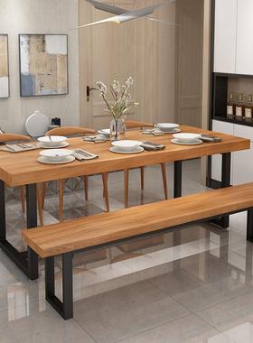 美长式实木餐桌031401椅组休合简约家用方形餐桌咖啡厅学校餐厅闲