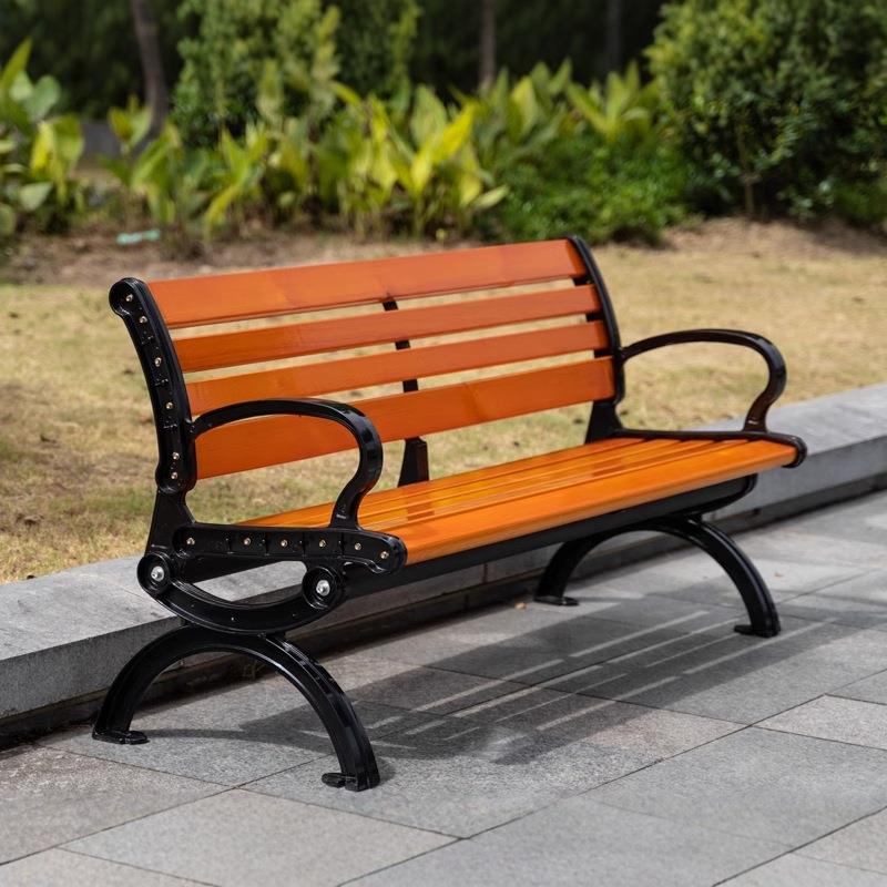 公园椅户外长椅休座椅室外长闲条椅区景广TYE塑场防腐实木木花园