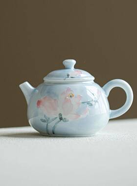 墨己绘釉彩玉兰花TNL陶瓷茶手壶下家用小品壶功茶夫具球孔过滤贵