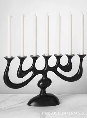 黑色台头烛台法中古风摆件家居简约五民宿餐厅LGP烛光晚餐式蜡烛
