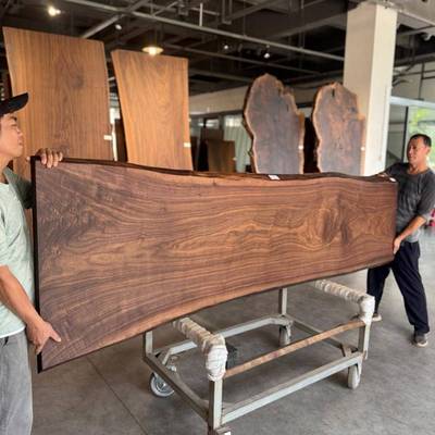 实木桌茶家用客厅办公室KBH待茶大板泡茶黑胡桃台木北美原整板木