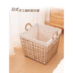 ?日式衣篓脏衣Fh(x}^l$收服纳筐筐脏衣篮家用藤编洗脏衣篮高颜值