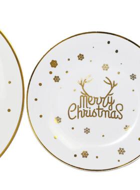 源头印工厂雪花圣诞列系新塑年系列派对用料EHS餐盘可logo